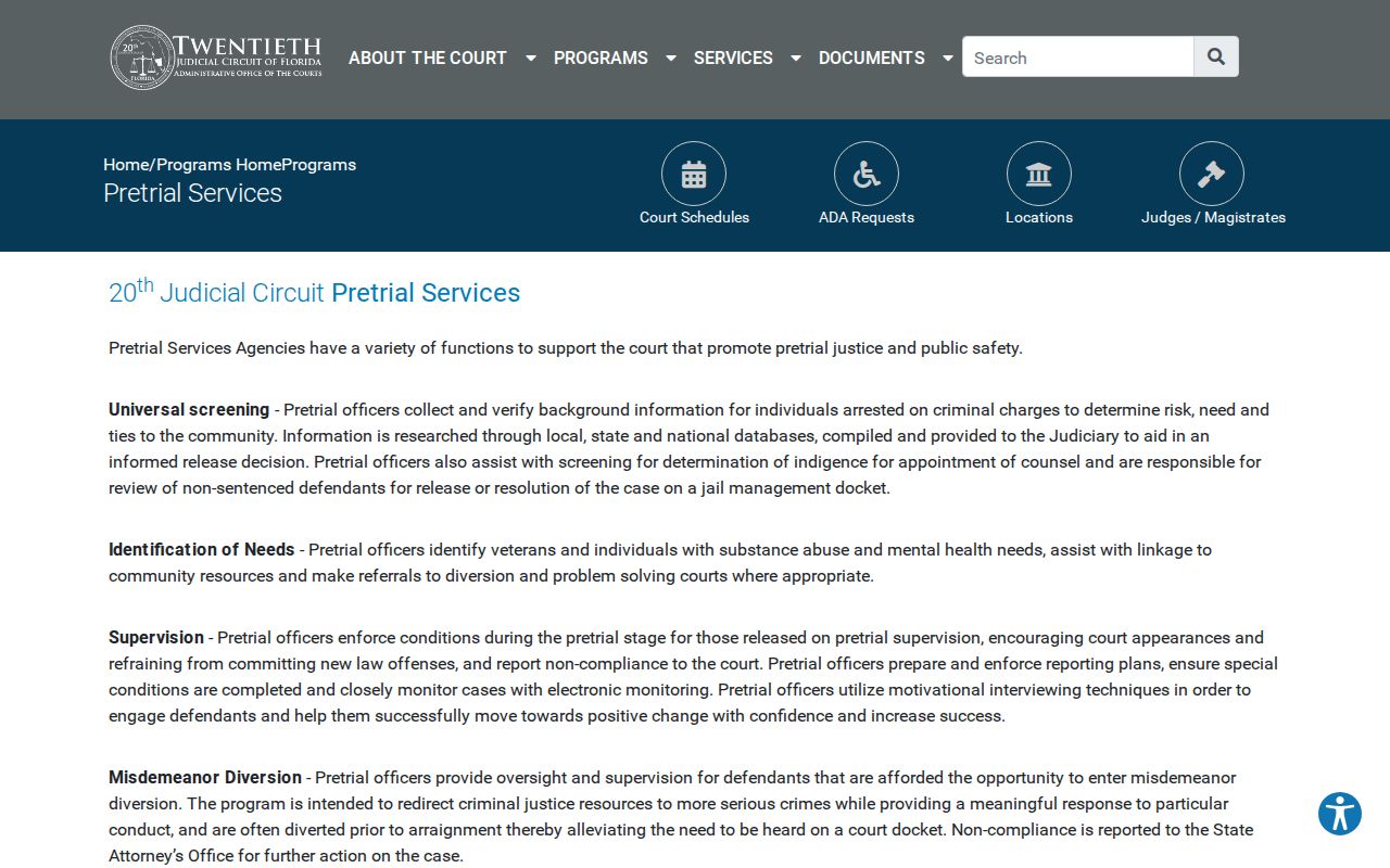 Lee County release property and pretrial supervision guidance
